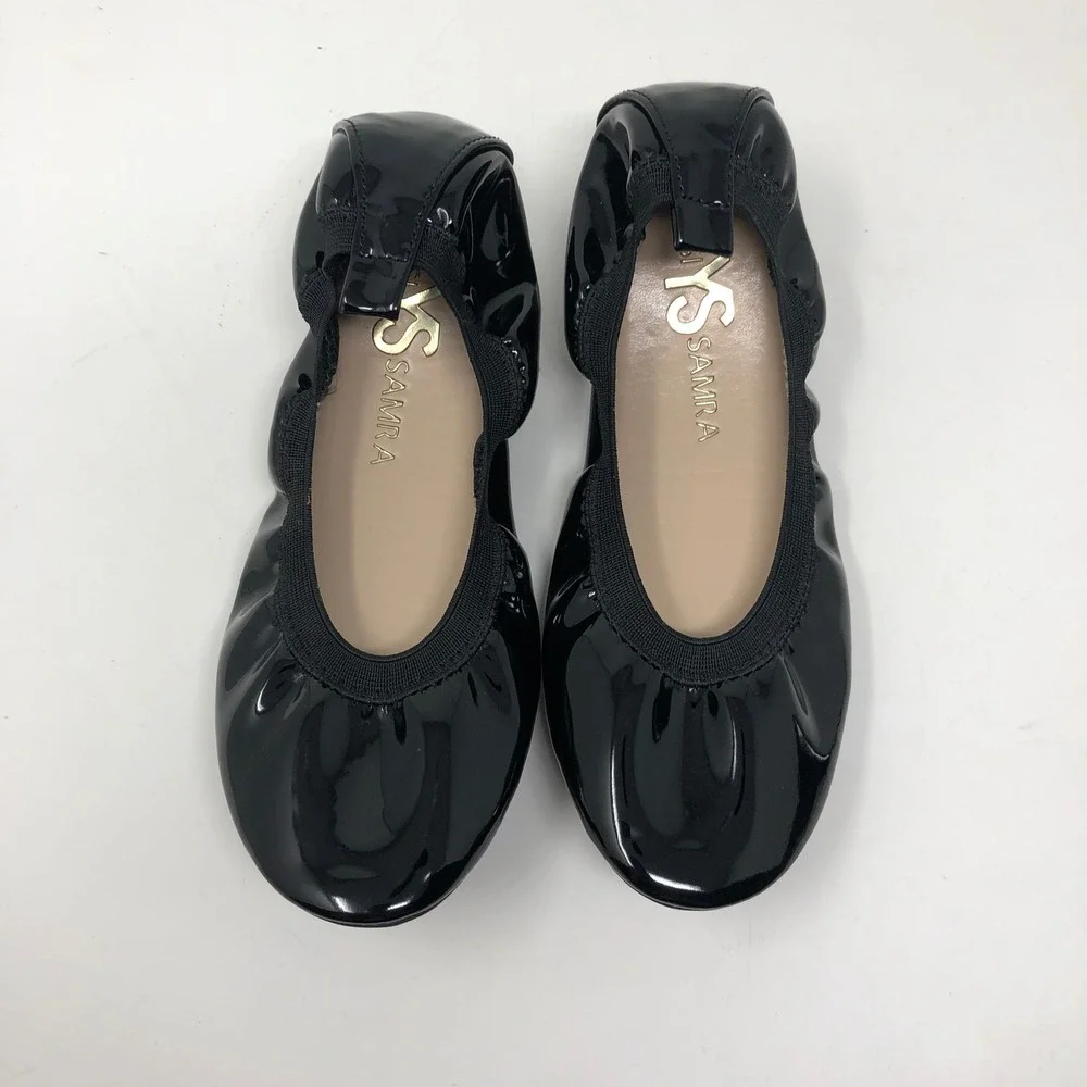 Yosi Samra Miss Samara Ballet Flats Girls Size 3Y Kids Black Patent Leather KSA2